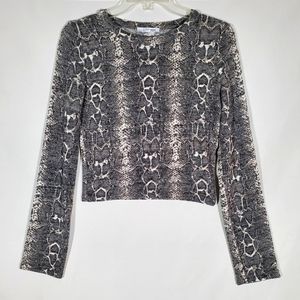 ZARA TRAFALUC SNAKE SKIN PATTERN CROP TOP SWEATER